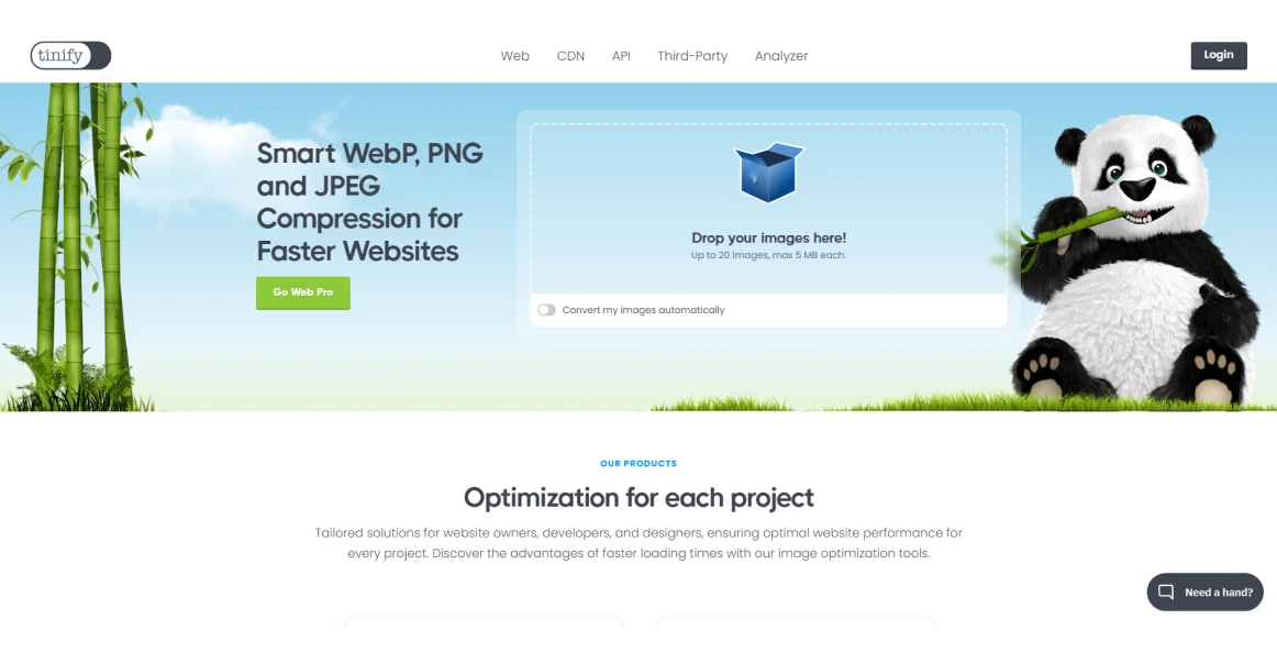tinify site homepage screenshot